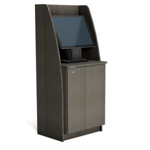 Free-Standing Low Side Point of Service Station with Locking Storage