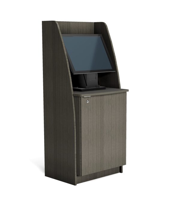 Free-Standing Low Side Point of Service Station with Locking Storage