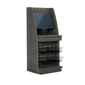 Free-Standing Low Side Point-of-Sale Station with Undercounter Merchandiser