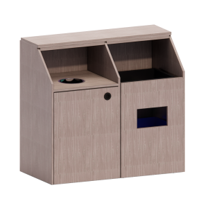 Double Wide Waste Receptacle Bussing Station with Top Angled Hutch
