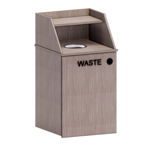 Single Wide Waste Receptacle, Top-drop with Recessed Angled Hutch