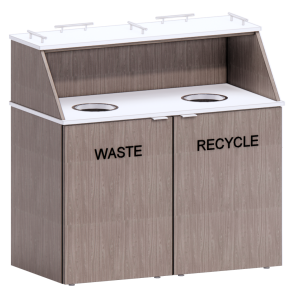Double Wide Waste Receptacle, Top-drop with Top Angled Hutch