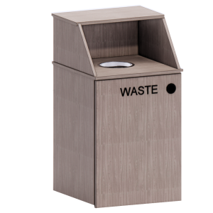 Single Wide Waste Receptacle, Top-drop with Top Angled Hutch