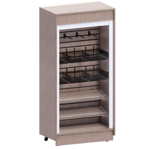 In-Line Free Standing Merchandiser, Roll Gate, Mobile