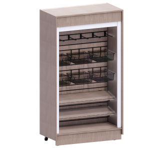 In-Line Free Standing Merchandiser, Roll Gate, Mobile