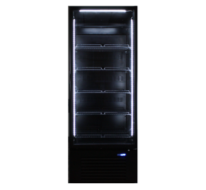 CoolBlu Cooler – Full-Glass Single Door Cooler with Lock – Black/Black