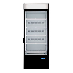 CoolBlu Cooler – Full-Glass Single Door Cooler with Lock – White/Black