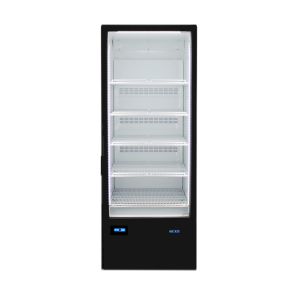CoolBlu Cooler – Full-Glass Single Door Cooler with Lock – White/Black